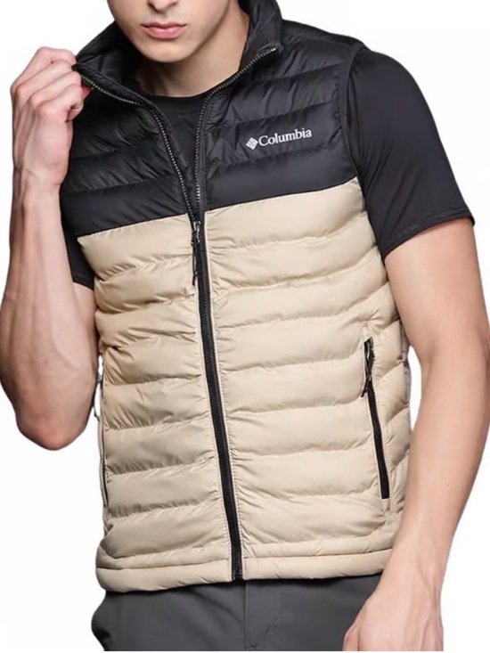 Columbia Other - Columbia Men's Omni-Heat White Out Puffer Vest Flax/Black Lightweight Medium